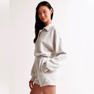 Abercrombie & Fitch Fleece Collared Romper Heather Grey Women’s Sz XLP NWT